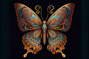 Obraz na płótnie Canvas butterfly ethnic ornamental ornaments painting