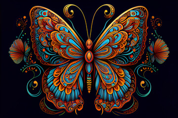 butterfly ethnic ornamental ornaments painting