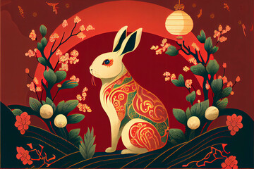 chinese new year rabbit naive style