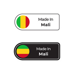 Made in Mali labels design set with flag and text in two different style