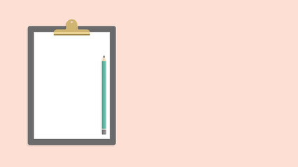 書類を挟んだバインダーと鉛筆のおしゃれな素材 - 何も書かれていない白い紙
