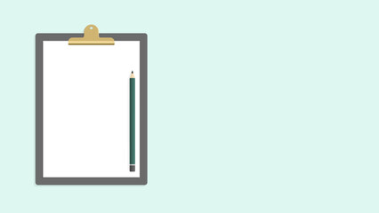 書類を挟んだバインダーと鉛筆のおしゃれな素材 - 何も書かれていない白い紙