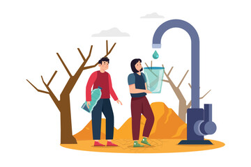 Shortage Of Drinking Water Illustration concept on white background