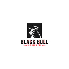 black bull logo template in white background
