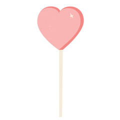 Lollipop Heart Candy Valentine's Day. Vector stock illustration. groovy hippie 60s 70s retro style. Isolated on a white background.