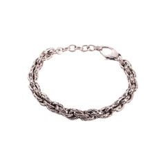 The silver bracelet is on white background. Lifestyle and men's bracelets.