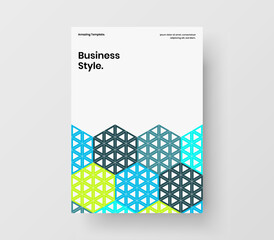 Modern company cover design vector illustration. Amazing mosaic pattern brochure template.