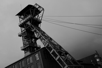 tower of Zeche Zollern. It is a decommissioned hard coal mine complex in the northwest of Dortmund city in Germany.