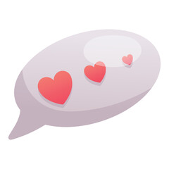 Cartoon bubble speech with hearts, vector isolated illustration.