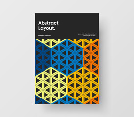 Clean annual report A4 design vector layout. Fresh geometric tiles company brochure concept.