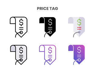 Price Tag icons vector illustration set line, flat, glyph, outline color gradient. Great for web, app, presentation and more. Editable stroke and pixel perfect.