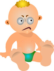 Emotions. A little boy named Fedya is angry.