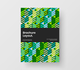Original geometric hexagons catalog cover layout. Clean brochure vector design concept.