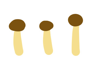 かわいいキノコのシメジのセット／手描きイラスト素材