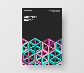 Clean mosaic hexagons cover illustration. Fresh brochure A4 design vector concept.
