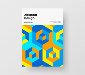 Original geometric shapes leaflet template. Unique catalog cover vector design layout.