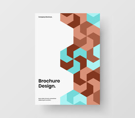 Premium company cover design vector template. Colorful geometric shapes handbill illustration.