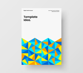 Clean mosaic hexagons flyer illustration. Unique corporate cover design vector template.