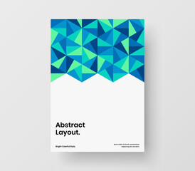 Vivid journal cover design vector illustration. Amazing mosaic shapes presentation template.