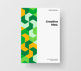 Abstract mosaic hexagons corporate cover concept. Unique postcard A4 vector design template.