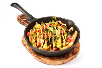frying pan with meat