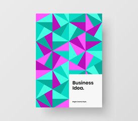 Unique leaflet A4 design vector concept. Trendy geometric shapes corporate cover layout.