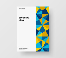 Creative handbill design vector illustration. Colorful geometric hexagons leaflet template.