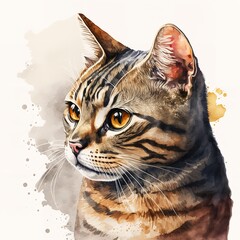 Watercolor illustrations of cute cat for use as decoration and prints.