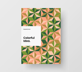 Isolated postcard design vector template. Multicolored geometric pattern handbill concept.