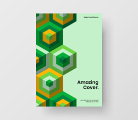 Unique geometric tiles placard template. Simple magazine cover A4 design vector illustration.