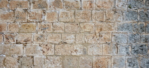 Stone Wall Grunge Block Construction Textured  Outdoor Background Backdrop Stylish Wide Panoramic Horizontal Photo