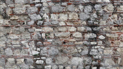 Old Block Wall. Ancient Brick wall surface Cement Stone Building Background