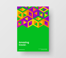 Vivid mosaic pattern postcard layout. Unique book cover vector design concept.