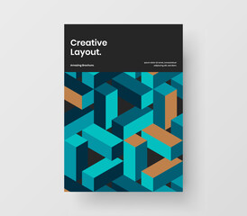 Modern poster design vector concept. Original mosaic tiles catalog cover template.