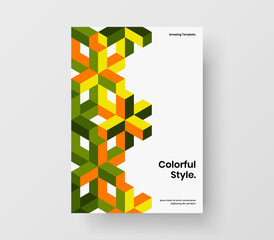 Premium catalog cover vector design concept. Fresh geometric tiles pamphlet illustration.