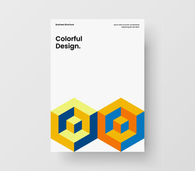 Minimalistic brochure design vector layout. Multicolored mosaic tiles banner concept.