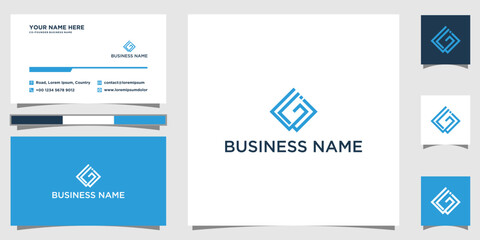 gi logo square vector flat template design with business card