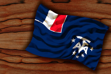 National flag of French southernd antarctic lands. Background  with flag of French southernd antarctic lands..