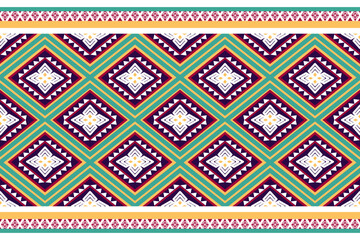 Geometric ethnic pattern traditional Design for background,carpet,wallpaper,clothing,wrapping,Batik,fabric,sarong,Vector illustration embroidery style.
