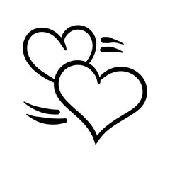 Heart line art style. Heart for Valentine's Day. Vector hand-drawn illustration isolated on white background.