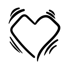 Heart line art style. Heart for Valentine's Day. Vector hand-drawn illustration isolated on white background.