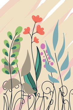 Template greeting card with flowers. Frame for text, design element.
