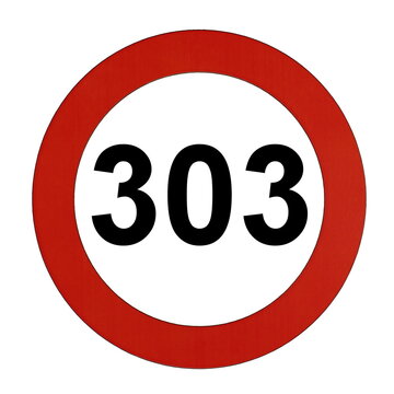 Illustration des Stra&szlig;enverkehrszeichens "Maximale Geschwindigkeit 303 Kilometer pro Stunde"	