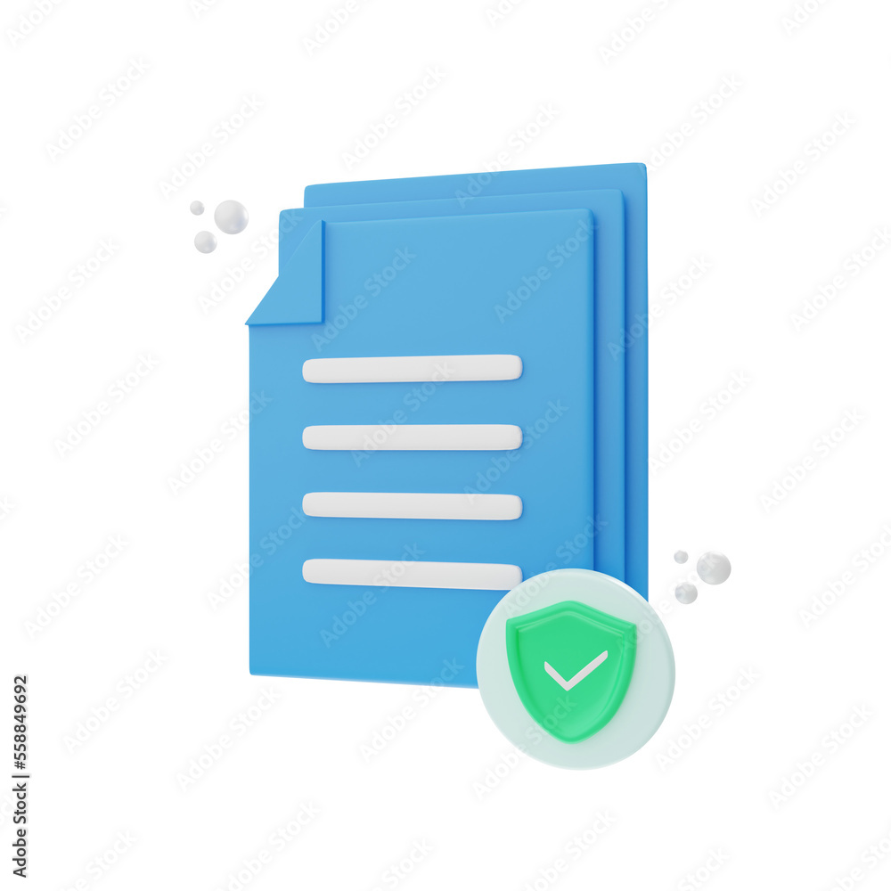 Aufkleber 3d rendering insurance document icon object