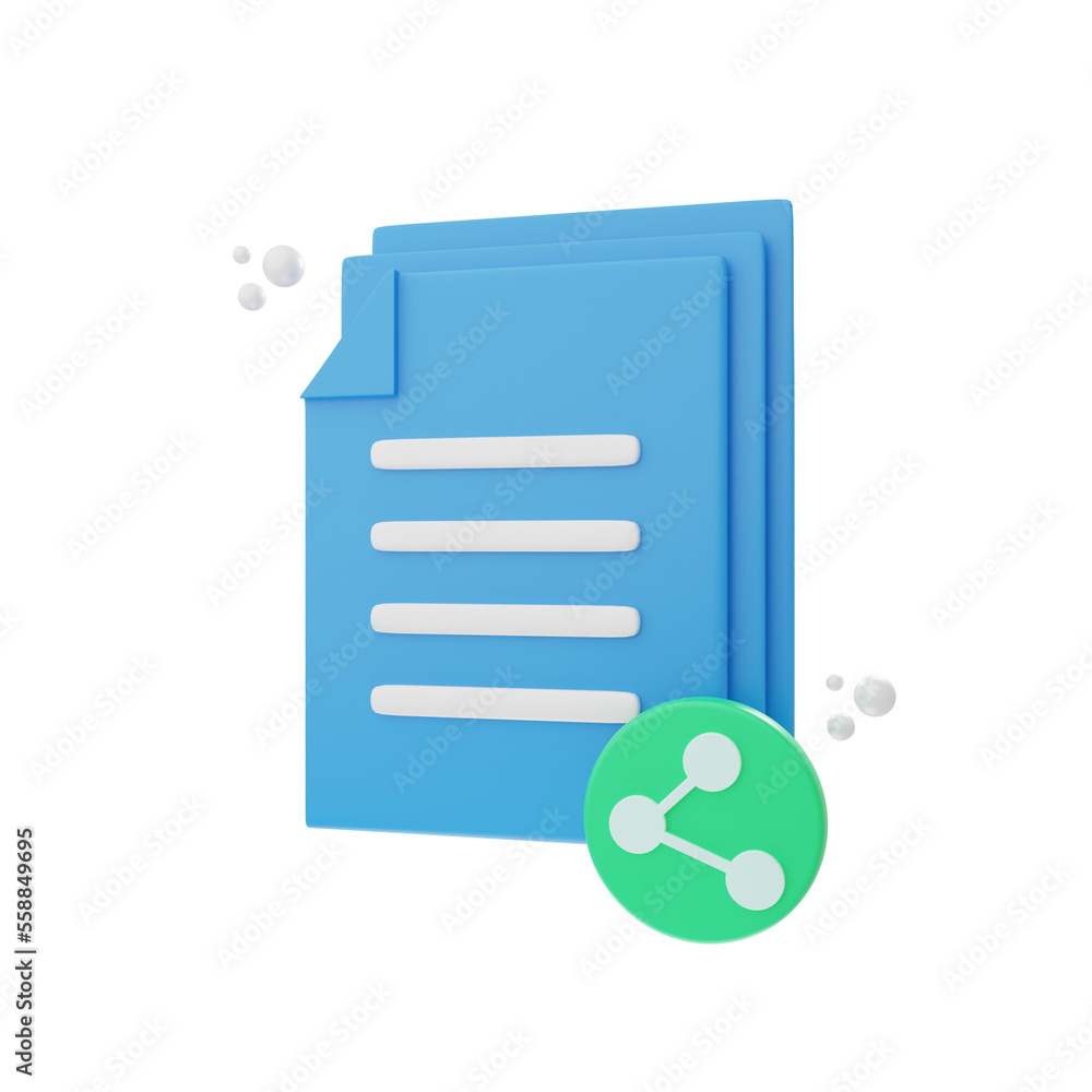 Poster 3d rendering sharing document icon object