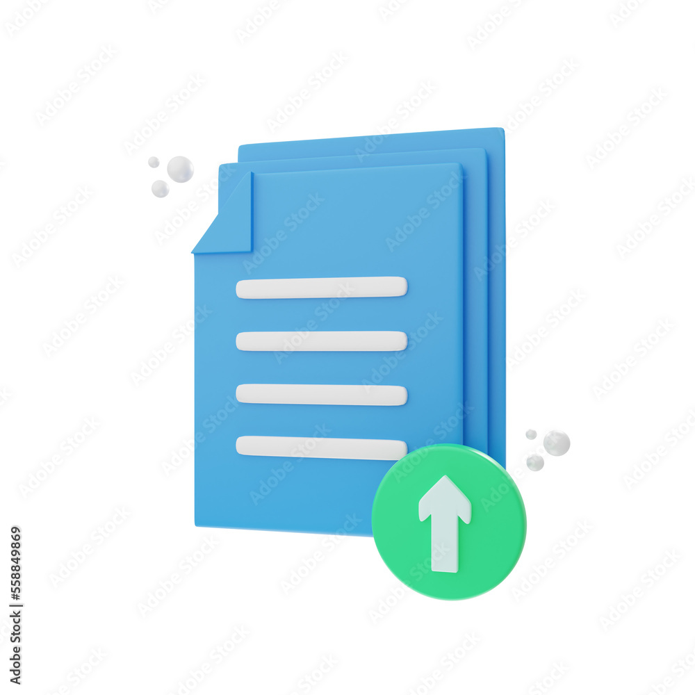 Aufkleber 3d rendering upload document icon object
