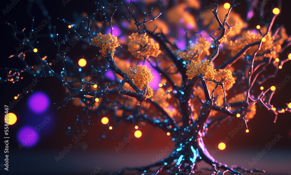 Leinwandbilder glowing neural links network background. illustration representing artificial intelligence neuronal 