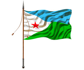 National flag of Djibouti. Background  with flag  of of Djibouti.