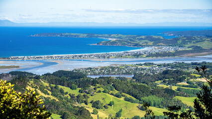 Fototapeta na wymiar Omaha Beach. Auckland, New Zealand. Aerial view.