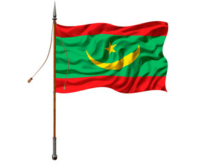 National flag of Mauritania. Background  with flag of Mauritania